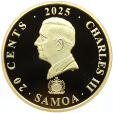 Монета 20 центов 2025 года Самоа «Мифические существа — Лю Шу» (реверс)