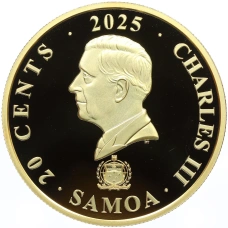 Монета 20 центов 2025 года Самоа «Мифические существа — Лю Шу» (реверс)