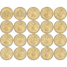 Набор из 20 монет 1 доллар 2024 года Австралия «Австралийская футбольная лига» (в буклете) (аверс)