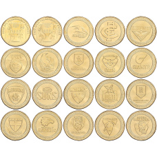 Набор из 20 монет 1 доллар 2023 года Австралия «Австралийская футбольная лига» (в буклете) (аверс)