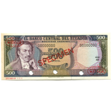 Банкнота 500 сукре Эквадор — Образец