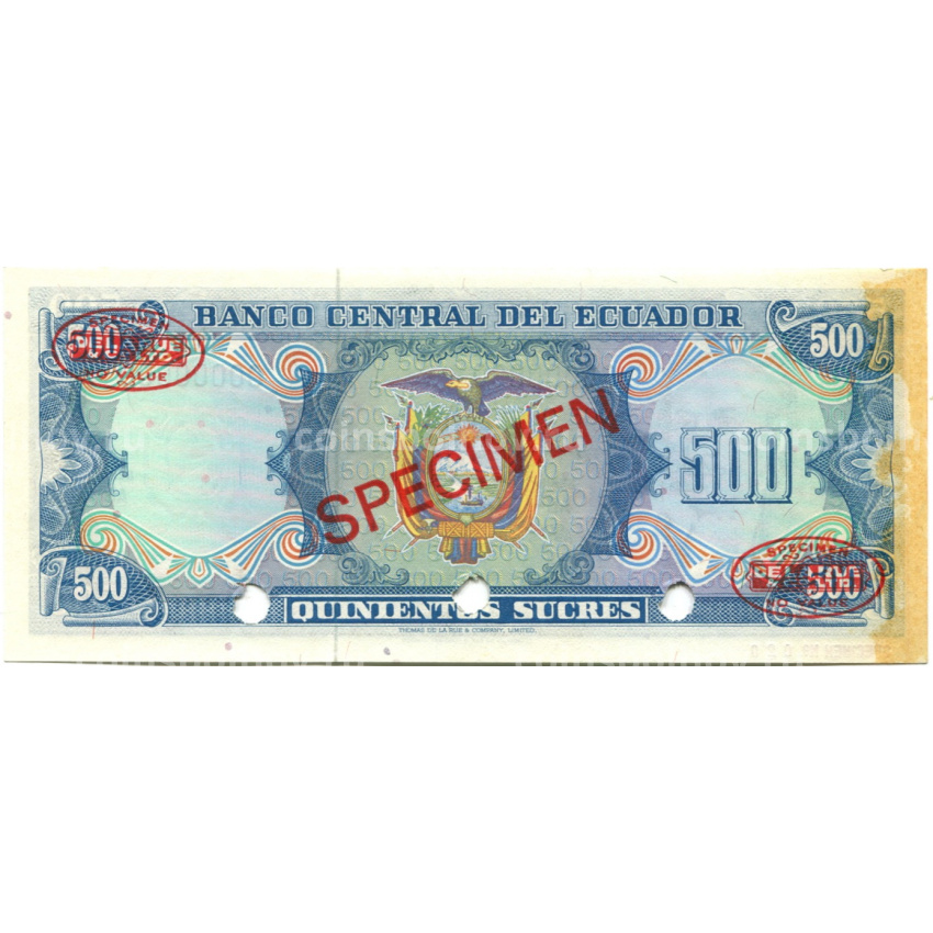 Банкнота 500 сукре Эквадор — Образец (вид 2)