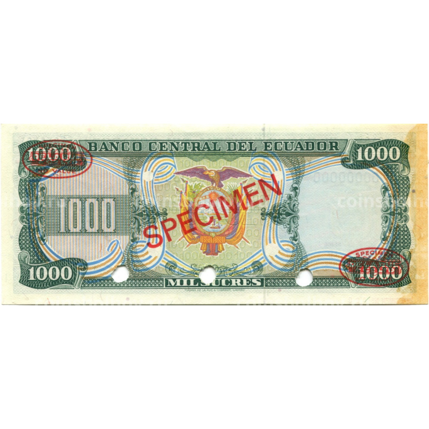 Банкнота 1000 сукре Эквадор — Образец (вид 2)
