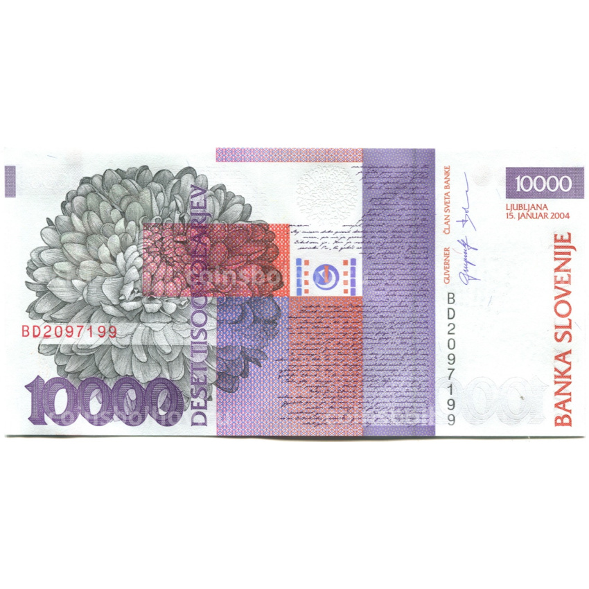 Банкнота 10000 толаров 2004 года Словения (вид 2)