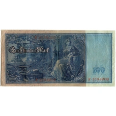 Банкнота 100 марок 1910 года Германия (вид 2)