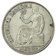 Монета 1 песета 1933 года Испания (аверс)