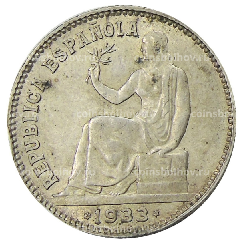 Монета 1 песета 1933 года Испания