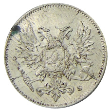 Монета 25 пенни 1917 года Русская Финляндия — Орел без корон (Временное правительство) (реверс)