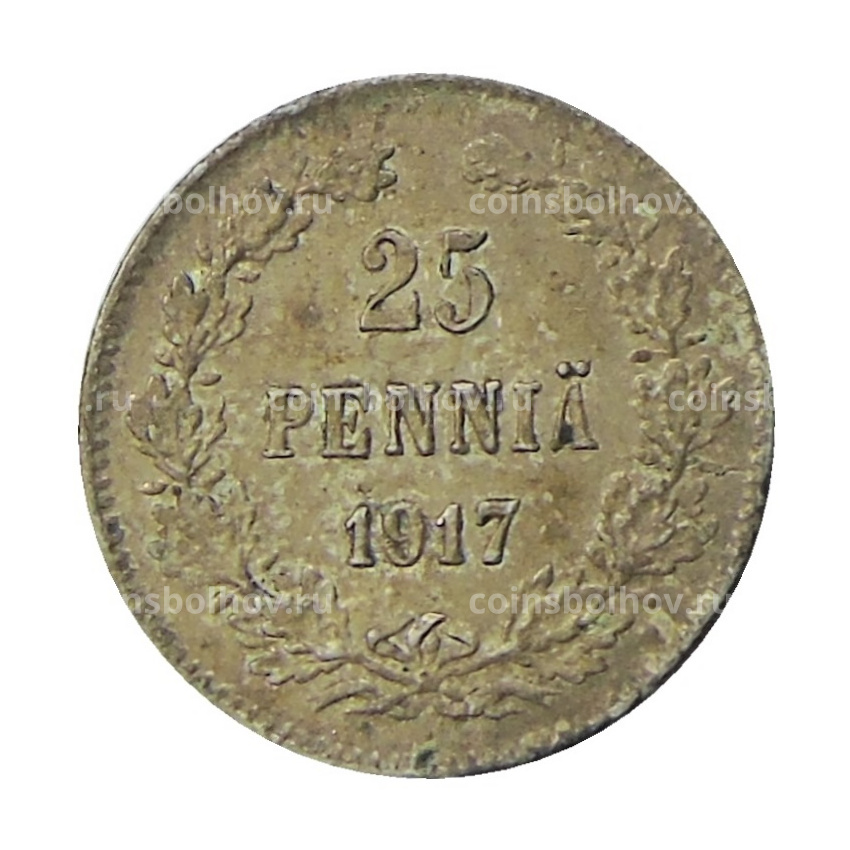 Монета 25 пенни 1917 года Русская Финляндия — Орел без корон (Временное правительство)
