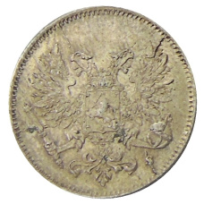 Монета 25 пенни 1917 года Русская Финляндия — Орел без корон (Временное правительство) (реверс)