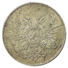 Монета 25 пенни 1917 года Русская Финляндия — Орел без корон (Временное правительство) (реверс)