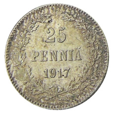Монета 25 пенни 1917 года Русская Финляндия — Орел без корон (Временное правительство) (аверс)