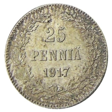 Монета 25 пенни 1917 года Русская Финляндия — Орел без корон (Временное правительство) (аверс)