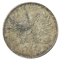 Монета 25 пенни 1917 года Русская Финляндия — Орел без корон (Временное правительство) (реверс)