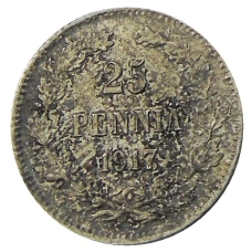 Монета 25 пенни 1917 года Русская Финляндия — Орел без корон (Временное правительство) (аверс)