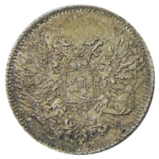 Монета 25 пенни 1917 года Русская Финляндия — Орел без корон (Временное правительство) (реверс)