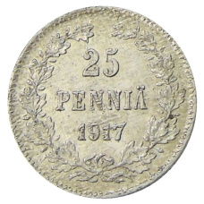 Монета 25 пенни 1917 года Русская Финляндия — Орел без корон (Временное правительство) (аверс)