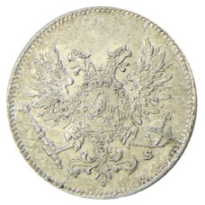 Монета 25 пенни 1917 года Русская Финляндия — Орел без корон (Временное правительство) (реверс)