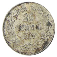 Монета 25 пенни 1917 года Русская Финляндия — Орел без корон (Временное правительство) (аверс)