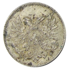 Монета 25 пенни 1917 года Русская Финляндия — Орел без корон (Временное правительство) (реверс)