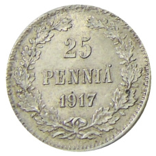 Монета 25 пенни 1917 года Русская Финляндия — Орел без корон (Временное правительство) (аверс)