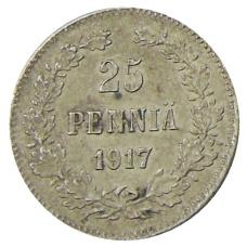 Монета 25 пенни 1917 года Русская Финляндия — Орел без корон (Временное правительство) (аверс)