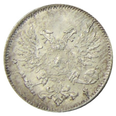 Монета 25 пенни 1917 года Русская Финляндия — Орел без корон (Временное правительство) (реверс)