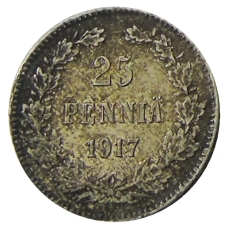 Монета 25 пенни 1917 года Русская Финляндия — Орел без корон (Временное правительство) (аверс)