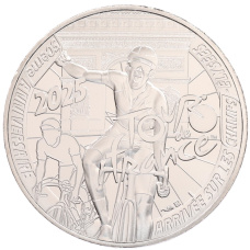 Монета 10 евро 2025 года Франция «50 лет финишу Тур де Франс 1975 на Елисейских Полях» (в буклете) (аверс)