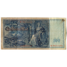 Банкнота 100 марок 1910 года Германия (реверс)