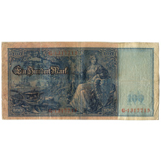 Банкнота 100 марок 1910 года Германия (реверс)