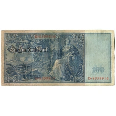 Банкнота 100 марок 1910 года Германия (вид 2)