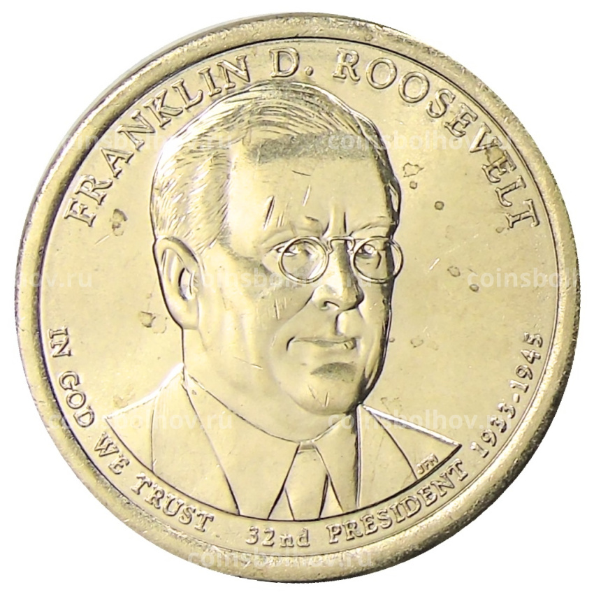 Монета 1 доллар 2014 года D США «32-й президент США Франклин Рузвельт»