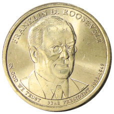 Монета 1 доллар 2014 года D США «32-й президент США Франклин Рузвельт» (аверс)