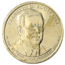 Монета 1 доллар 2014 года D США «32-й президент США Франклин Рузвельт» (аверс)