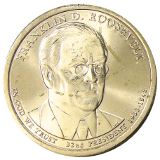 Монета 1 доллар 2014 года D США «32-й президент США Франклин Рузвельт» (аверс)