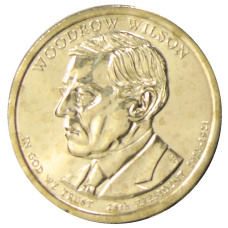 Монета 1 доллар 2013 года D США «28-й президент США Вудро Вильсон» (аверс)