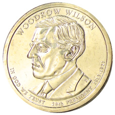 Монета 1 доллар 2013 года D США «28-й президент США Вудро Вильсон» (аверс)