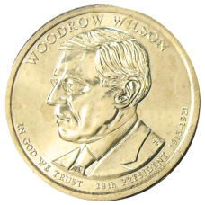 Монета 1 доллар 2013 года D США «28-й президент США Вудро Вильсон» (аверс)