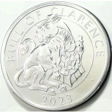 Монета 5 фунтов 2023 года Великобритания «Звери Тюдоров — Бык Кларенса» (в блистере) (аверс)