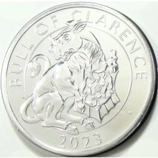 Монета 5 фунтов 2023 года Великобритания «Звери Тюдоров — Бык Кларенса» (в блистере) (аверс)