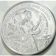 Монета 5 фунтов 2024 года Великобритания «Мифы и Легенды — Дева Мариан» (в блистере) (аверс)