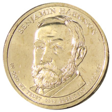 Монета 1 доллар 2012 года D США «23-й президент США Бенджамин Гаррисон» (аверс)