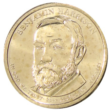 Монета 1 доллар 2012 года D США «23-й президент США Бенджамин Гаррисон» (аверс)