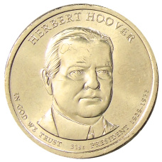 Монета 1 доллар 2014 года Р США «31-й президент США Герберт Гувер» (аверс)