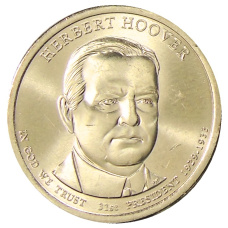 Монета 1 доллар 2014 года Р США «31-й президент США Герберт Гувер» (аверс)