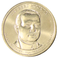Монета 1 доллар 2014 года Р США «31-й президент США Герберт Гувер» (аверс)