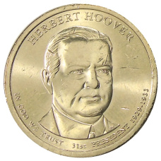 Монета 1 доллар 2014 года Р США «31-й президент США Герберт Гувер» (аверс)