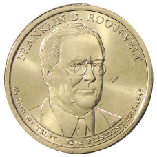 Монета 1 доллар 2014 года P США «32-й президент США Франклин Рузвельт» (аверс)