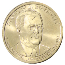 Монета 1 доллар 2014 года P США «32-й президент США Франклин Рузвельт» (аверс)